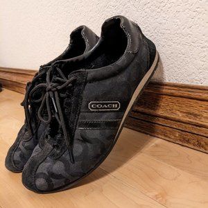 Coach Signature Kathleen Q511 Monogram Black Suede Sneakers 7.5M